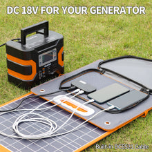 Load image into Gallery viewer, 100w 18v Portable Solar Panel, Flashfish Foldable Solar Charger With  5v Usb 18v Dc Output Type-c Output Compatible With Portable Generator, Smartphones, Tablets And More
