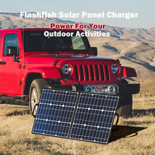 Load image into Gallery viewer, 50w 18v Portable Solar Panel, Flashfish Foldable Solar Charger With 5v Usb 18v Dc Output Compatible With Portable Generator, Smartphones, Tablets And More
